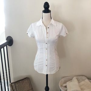 Button up blouse with cut out back